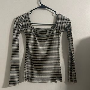 stripped off the shoulder shirt